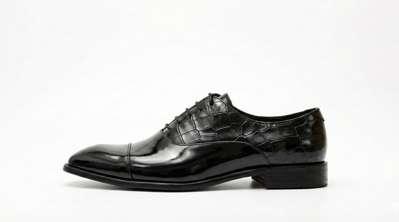Louis Vuitton Black Patent Croc-Embossed Oxford Shoes - image 2
