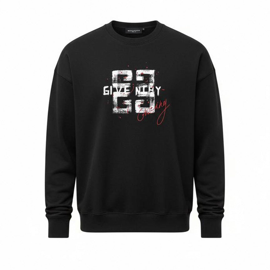 Givenchy Black Distressed Logo Crewneck Sweatshirt