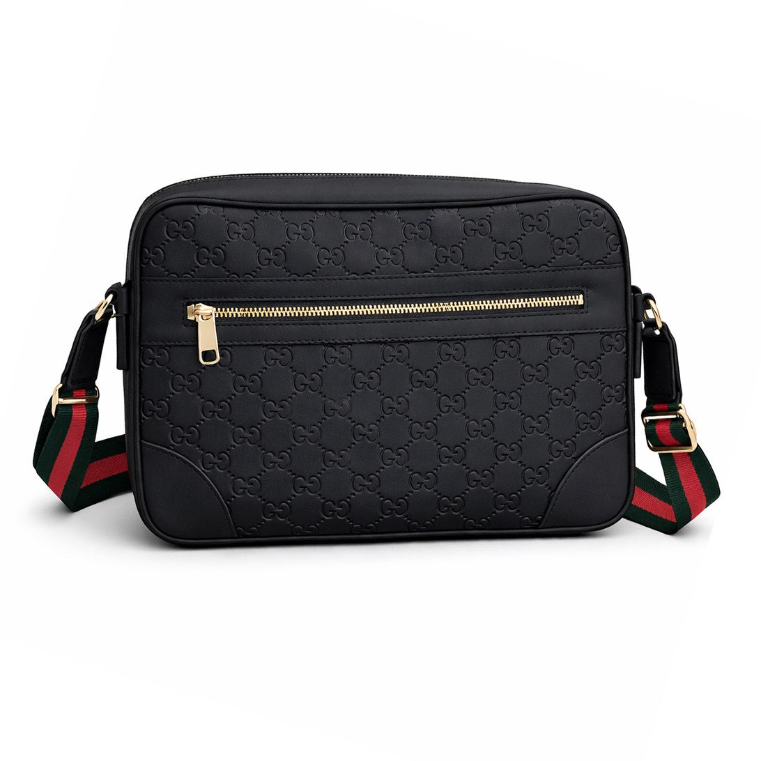Gucci Embossed Leather Messenger Bag (Black) - image 2