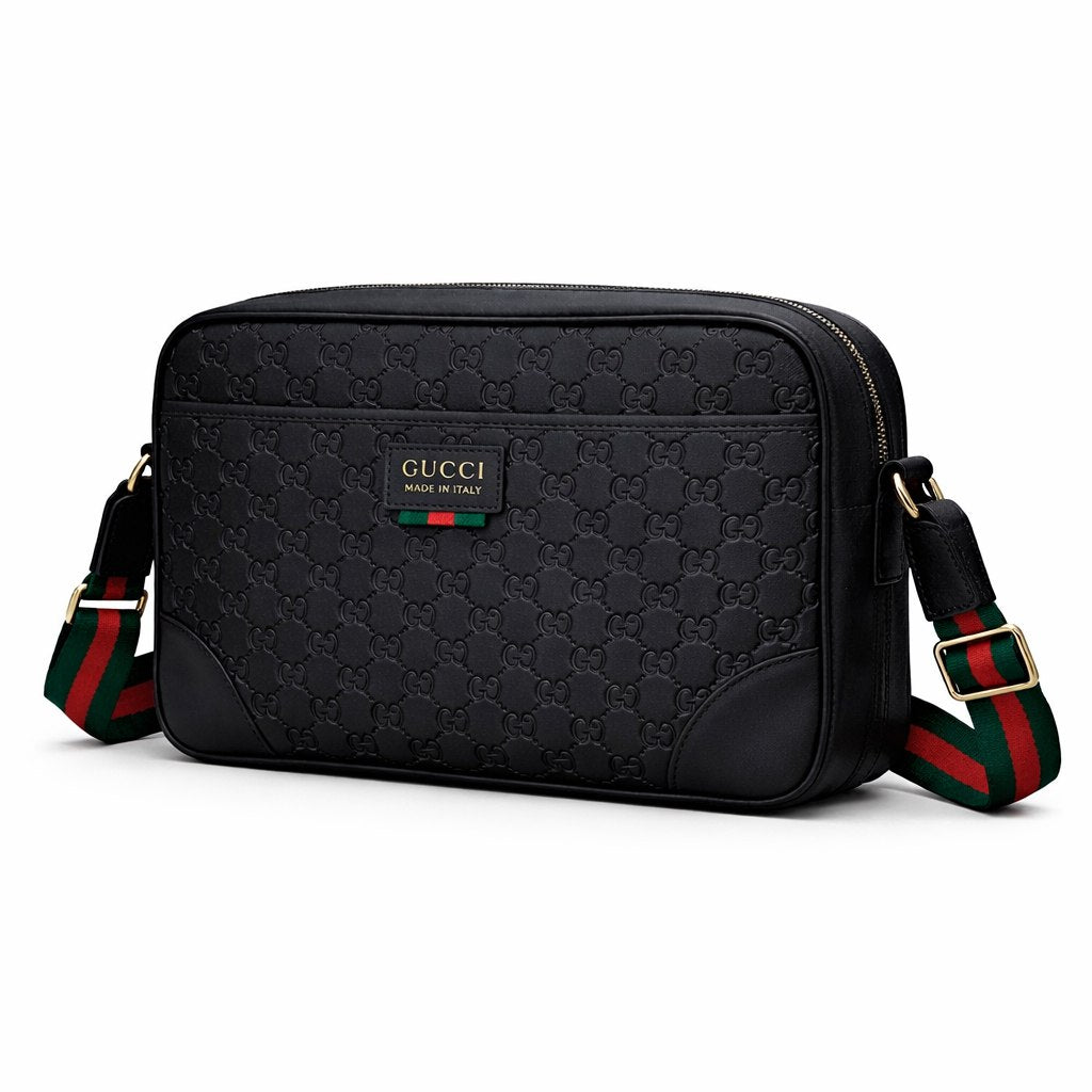 Gucci Embossed Leather Messenger Bag (Black) - image 3