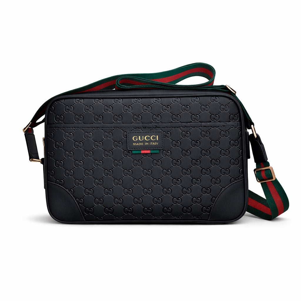 Gucci Embossed Leather Messenger Bag (Black) - image 4