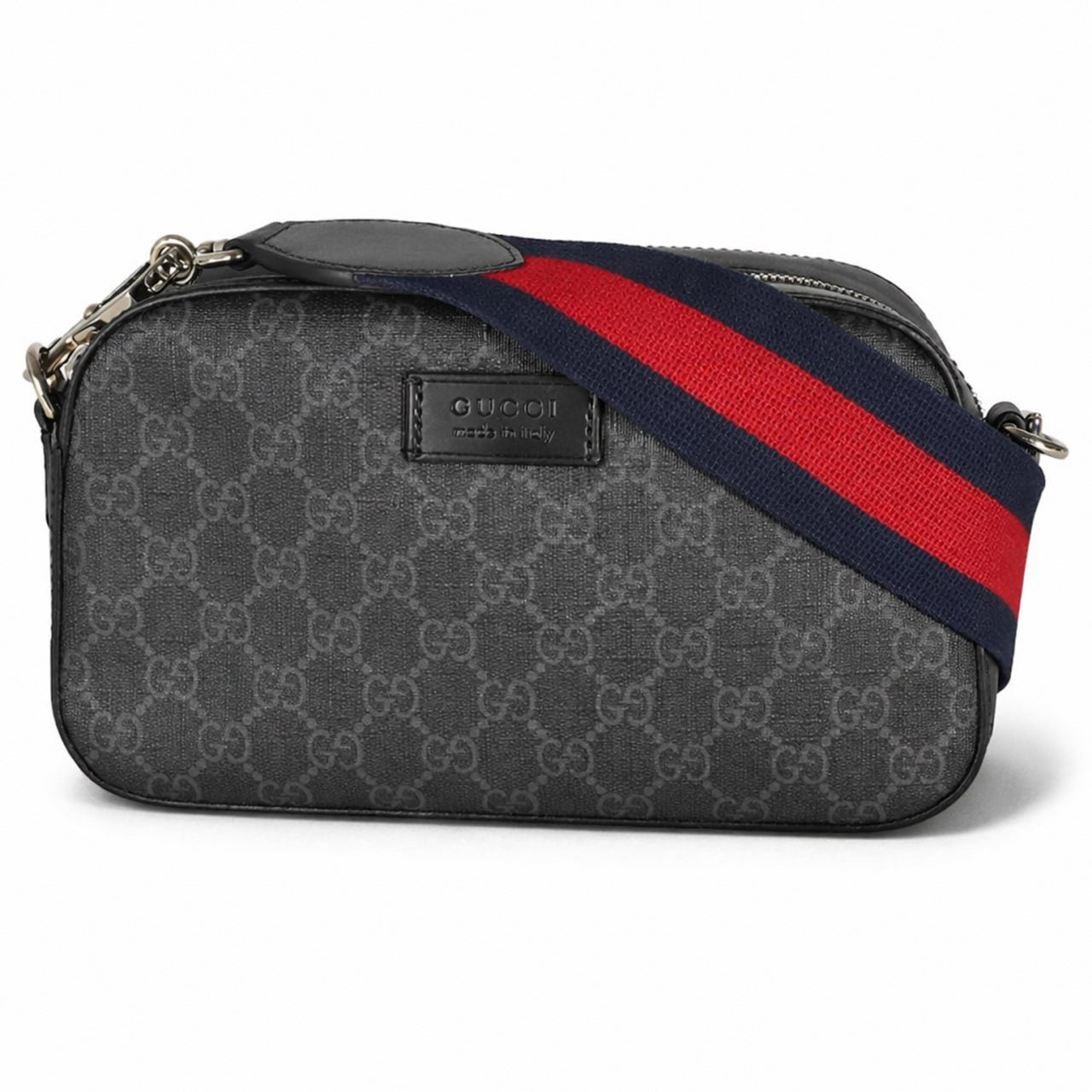 Gucci Supreme Canvas Crossbody Bag (Black/Grey)