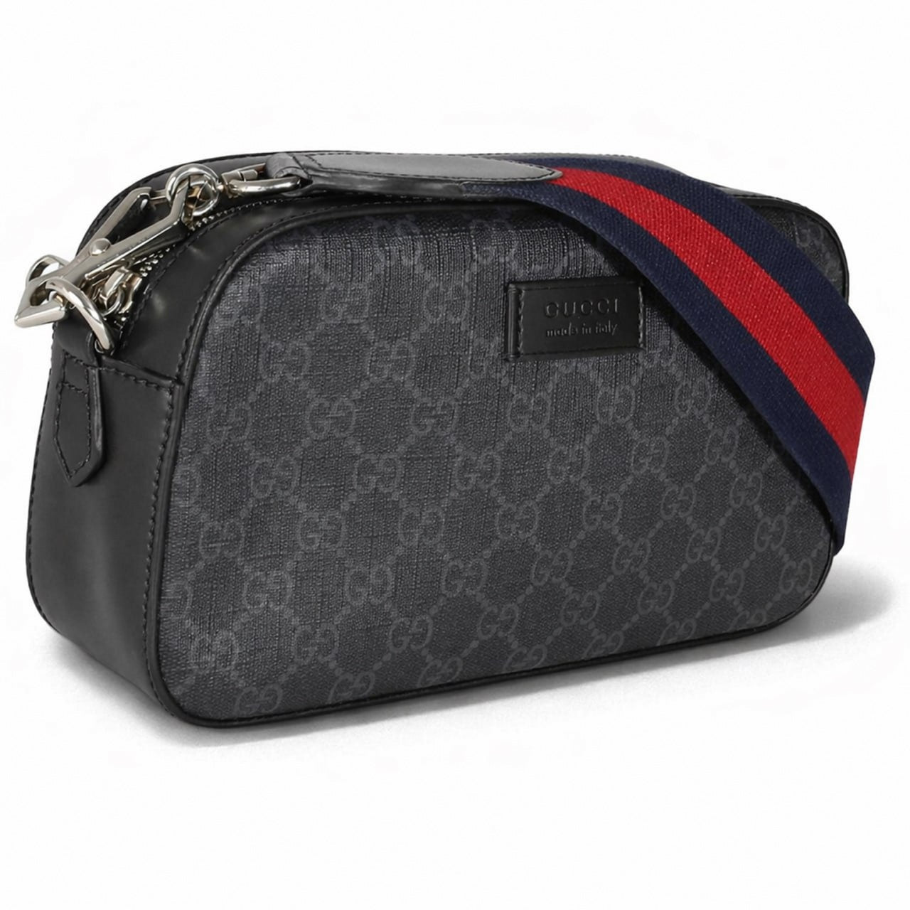 Gucci Supreme Canvas Crossbody Bag (Black/Grey) - image 2