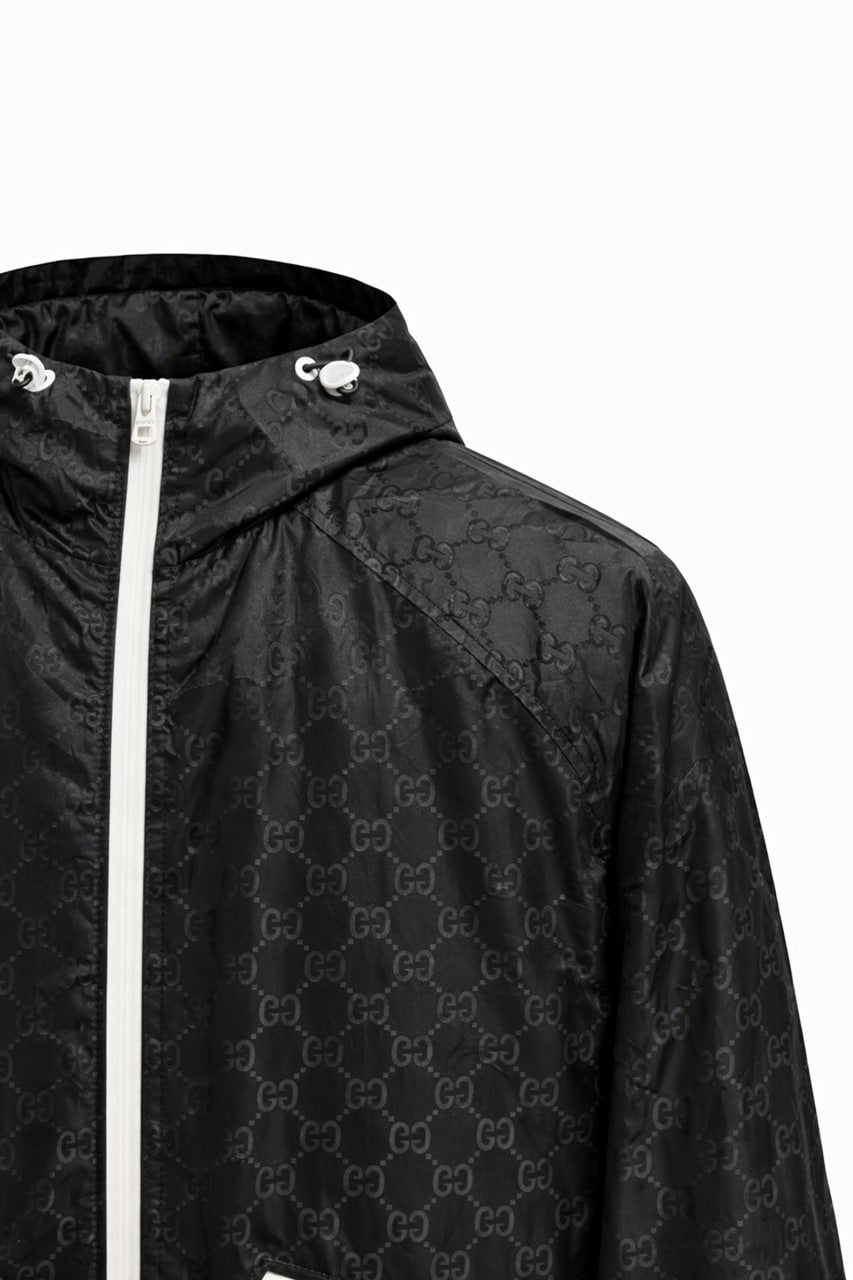 Gucci GG Jacquard Hooded Windbreaker Jacket with Contrast Zip – Black - image 3