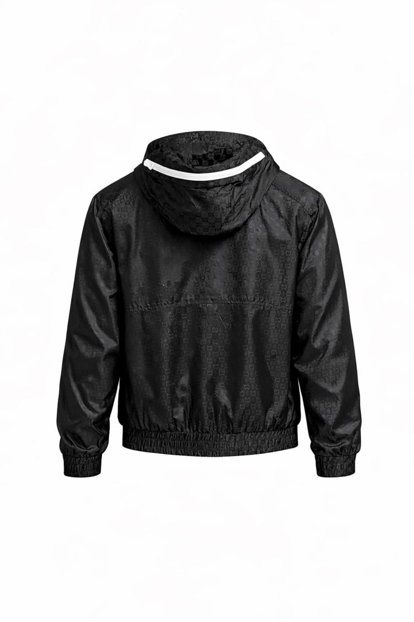 Gucci GG Jacquard Hooded Windbreaker Jacket with Contrast Zip – Black - image 2