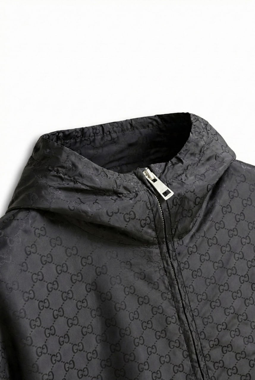 Gucci GG Jacquard Hooded Windbreaker Jacket – Black - image 3
