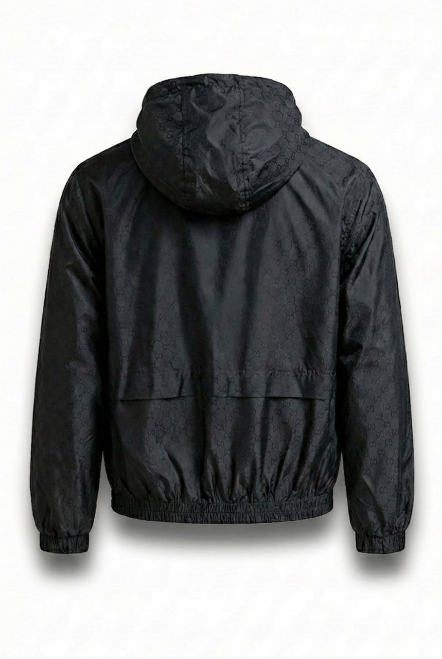 Gucci GG Jacquard Hooded Windbreaker Jacket – Black - image 2
