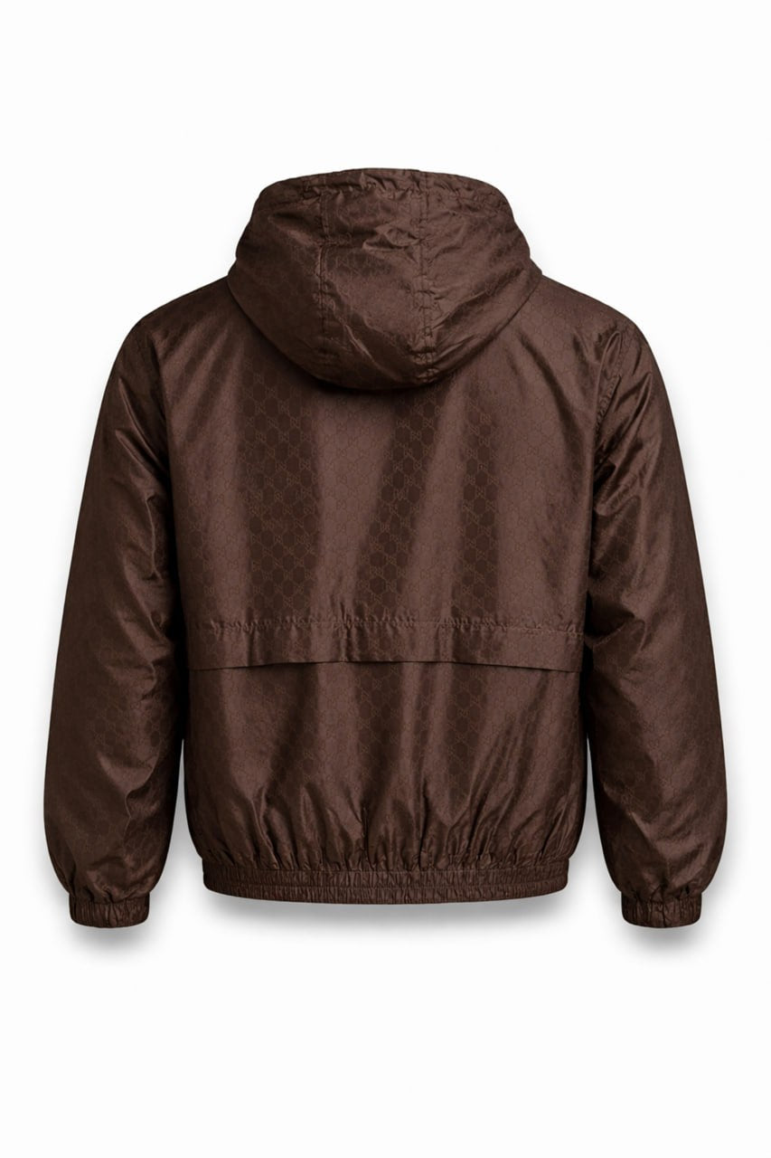 Gucci GG Jacquard Hooded Windbreaker Jacket – Brown - image 2