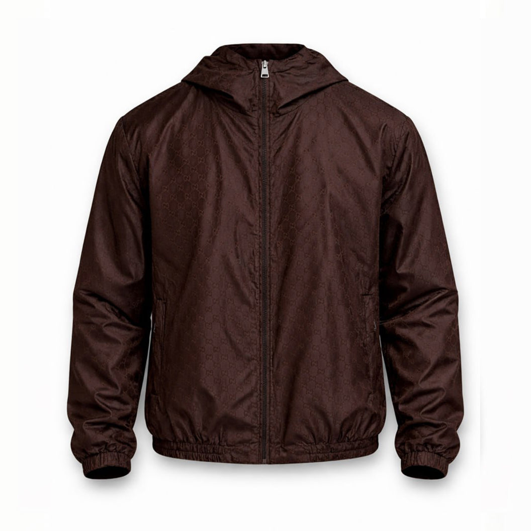 Gucci GG Jacquard Hooded Windbreaker Jacket – Brown - image 8