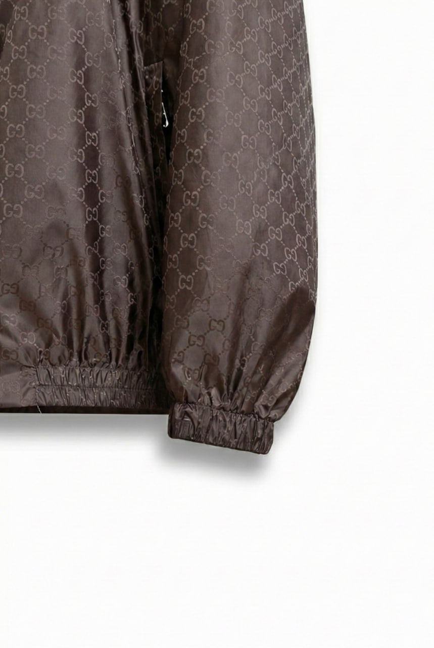 Gucci GG Jacquard Hooded Windbreaker Jacket – Brown - image 6