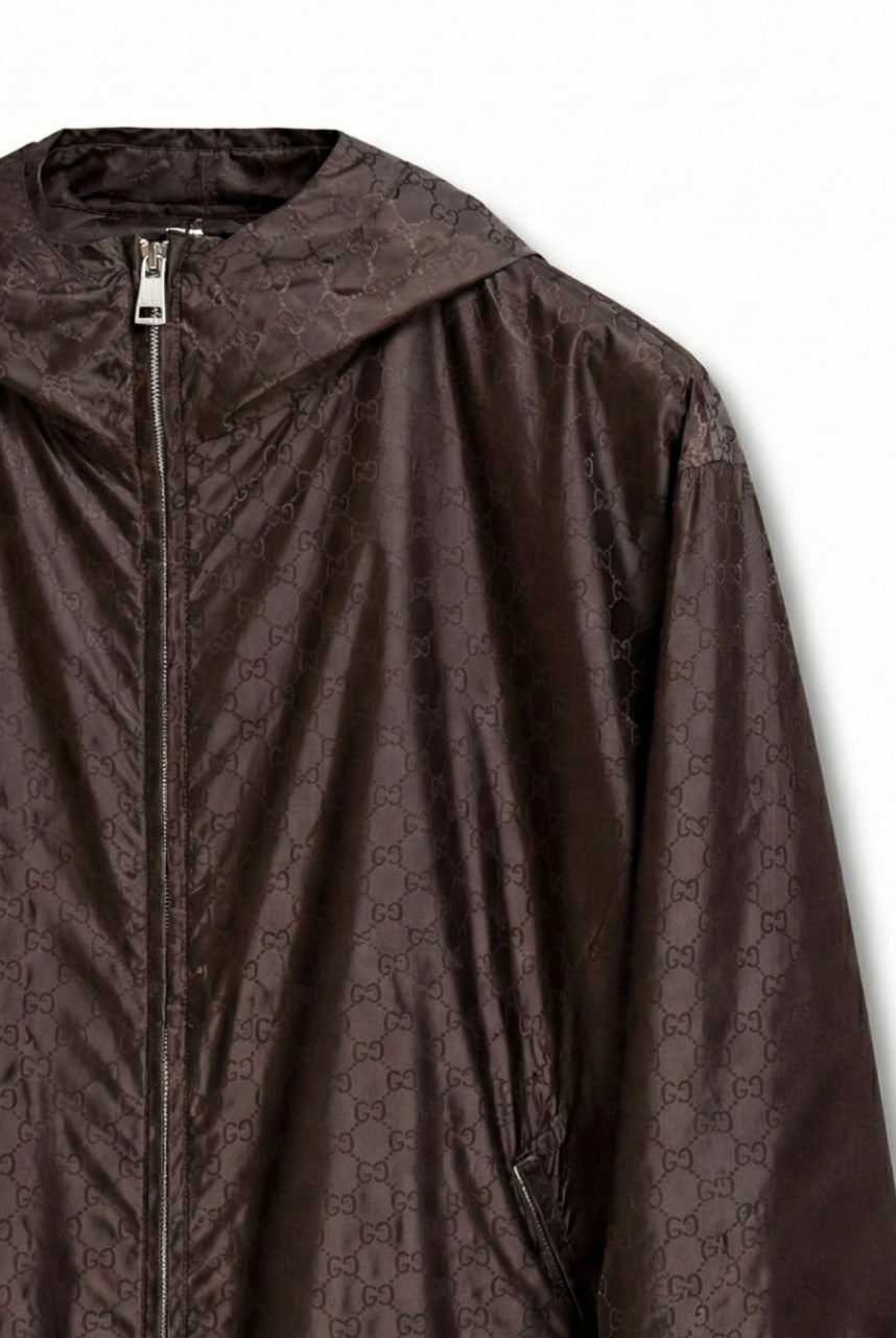 Gucci GG Jacquard Hooded Windbreaker Jacket – Brown - image 3