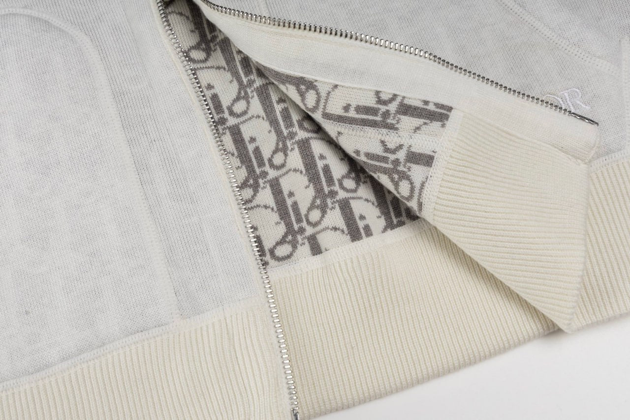 Dior Signature Zip-Up Hoodie in Ivory with Dior Oblique Lining - image 8