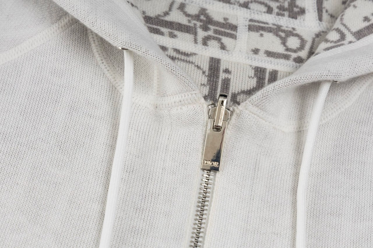 Dior Signature Zip-Up Hoodie in Ivory with Dior Oblique Lining - image 4