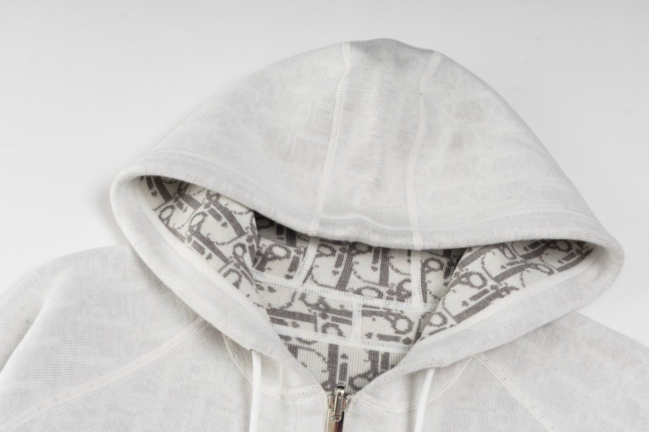 Dior Signature Zip-Up Hoodie in Ivory with Dior Oblique Lining - image 3