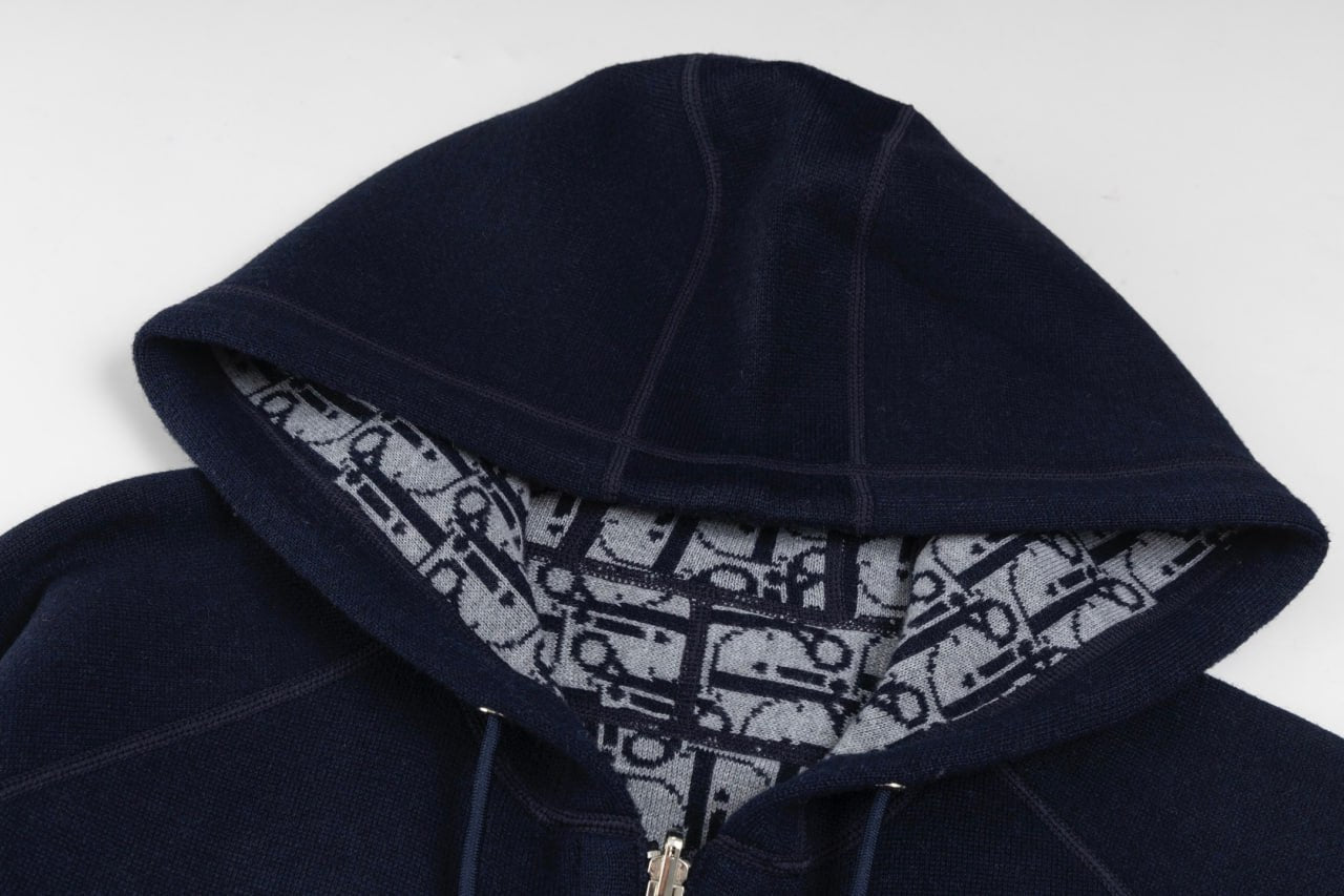 Dior Signature Navy Zip-Up Hoodie with Monogram Lining - image 3