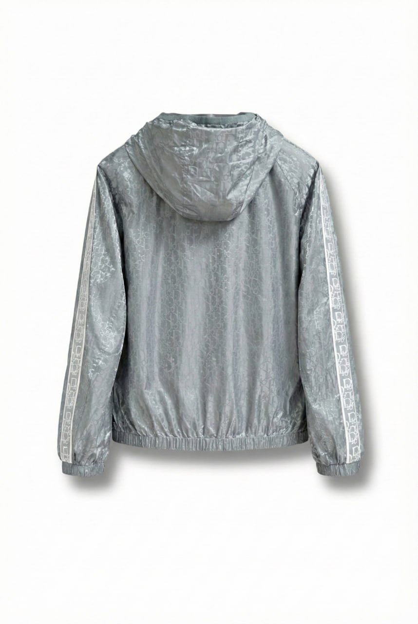 Dior Oblique Grey Hooded Windbreaker with Signature Tape - image 2