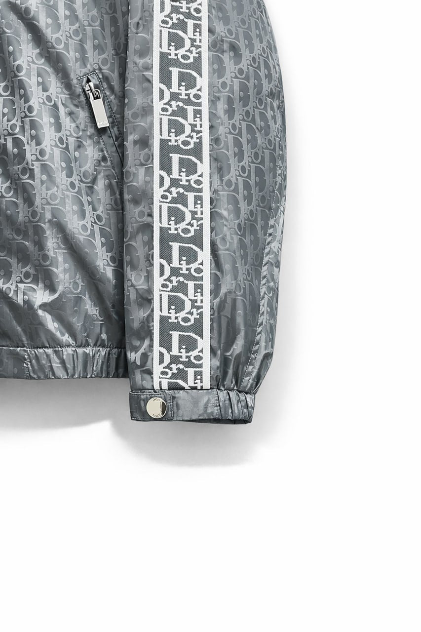 Dior Oblique Grey Hooded Windbreaker with Signature Tape - image 4