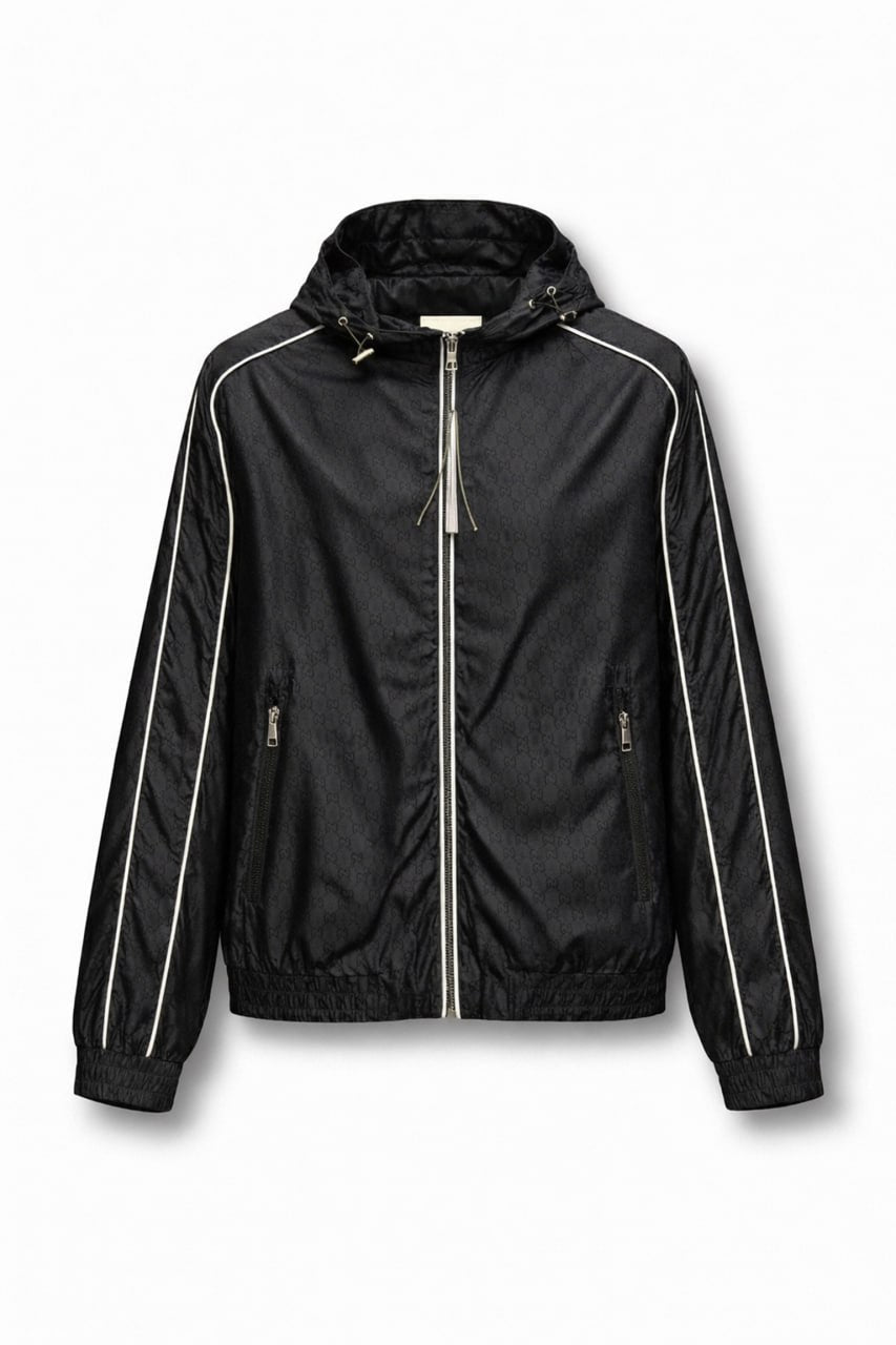 Gucci GG Monogram Hooded Zip Jacket – Black