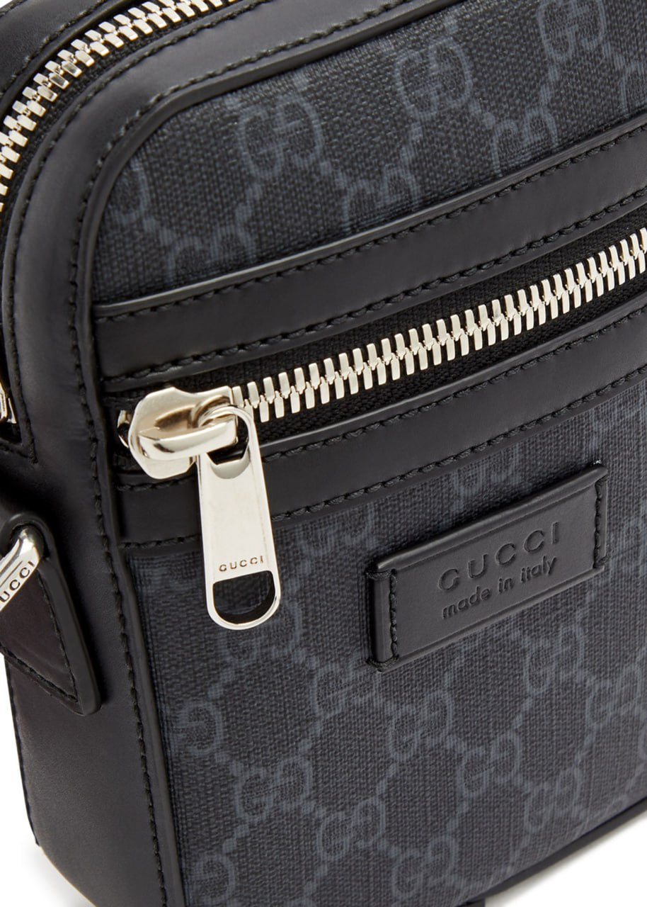 Gucci Supreme Mini Crossbody Bag with Web Strap (Black/Grey) - image 2