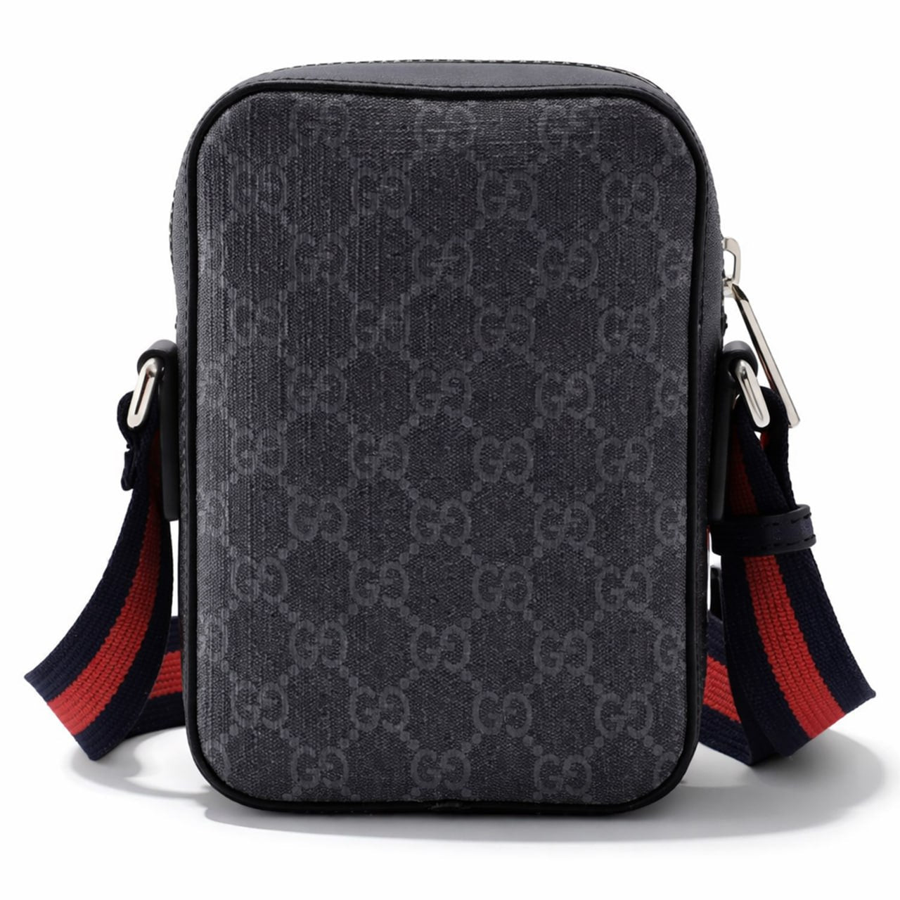Gucci Supreme Mini Crossbody Bag with Web Strap (Black/Grey) - image 4
