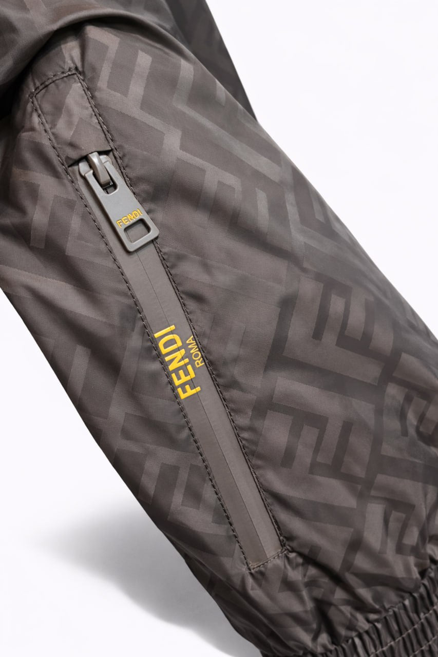 Fendi FF Monogram Hooded Windbreaker Jacket – Brown with Yellow Lining - image 4