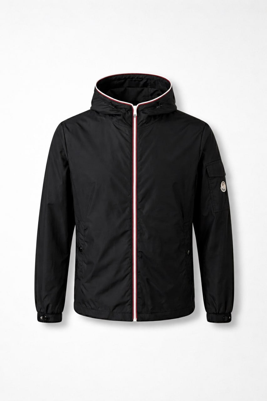 Hooded Nylon Jacket – Black