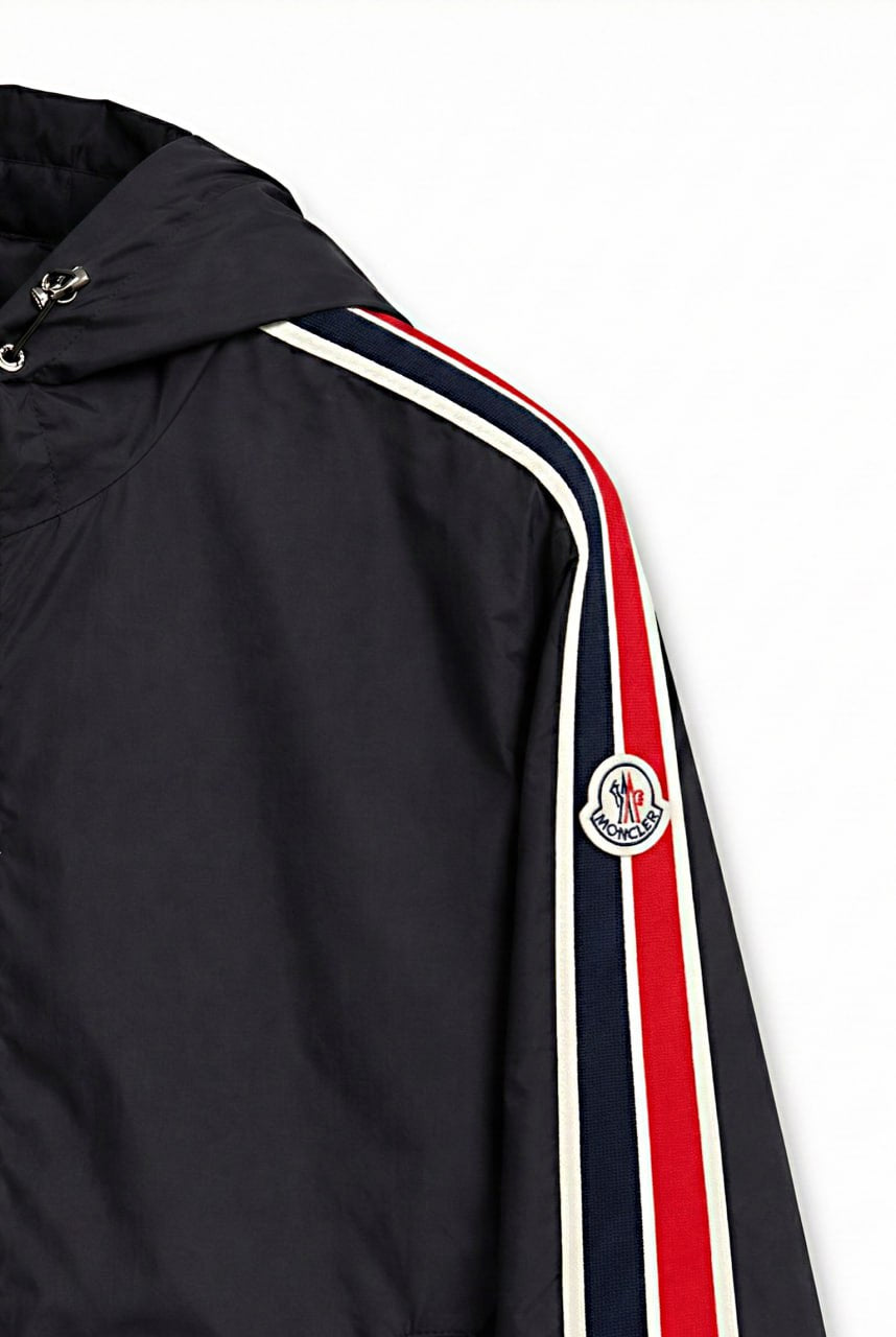 Moncler Tricolour Stripe Hooded Jacket – Black - image 3