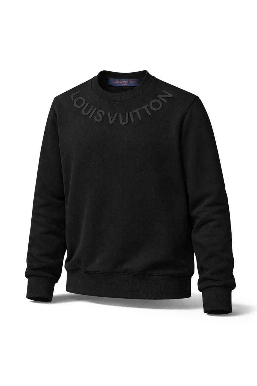 Louis Vuitton LV Tonal Logo Crewneck Sweatshirt – Black
