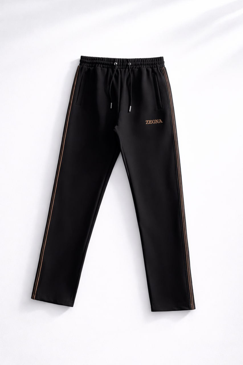 Zegna Signature Track Jacket & Joggers Set – Black with Contrast Piping - image 7