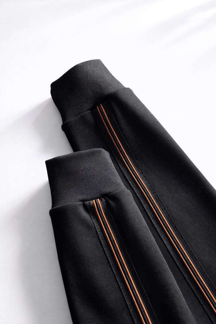 Zegna Signature Track Jacket & Joggers Set – Black with Contrast Piping - image 6