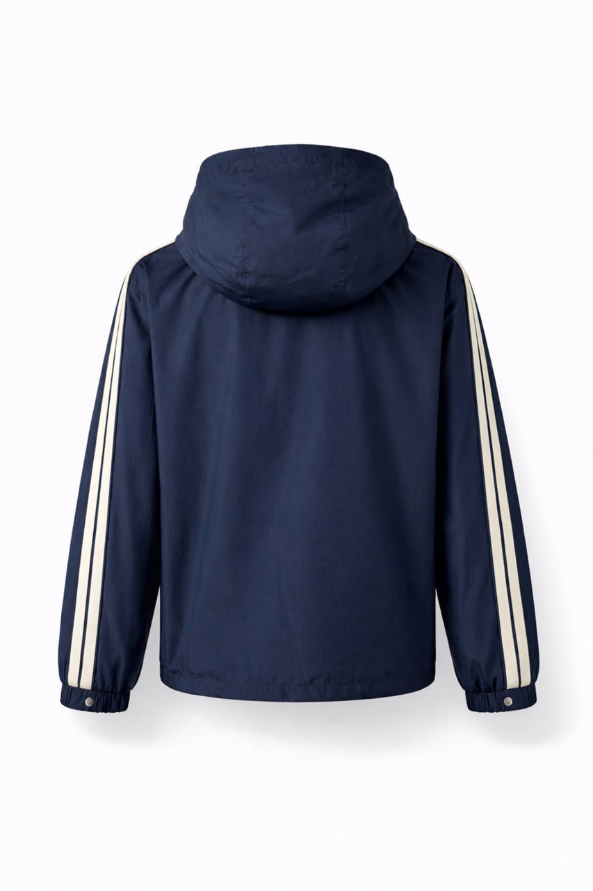 Moncler Hooded Nylon Jacket with Signature Stripe – Navy - image 2