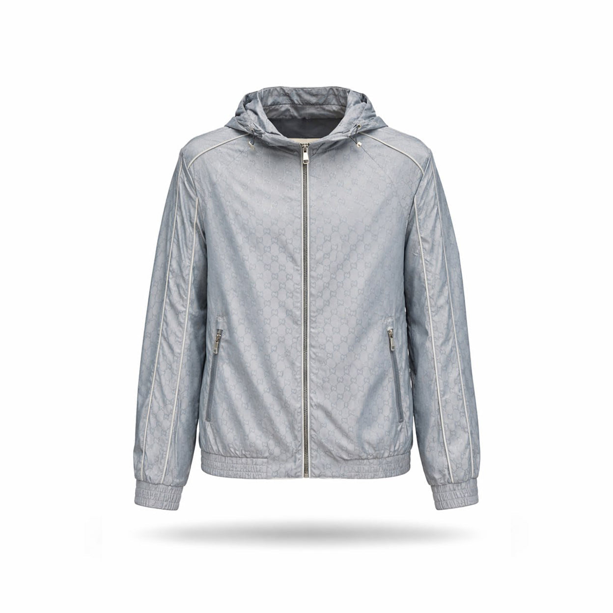 Gucci GG Jacquard Hooded Nylon Jacket – Light Grey - image 7