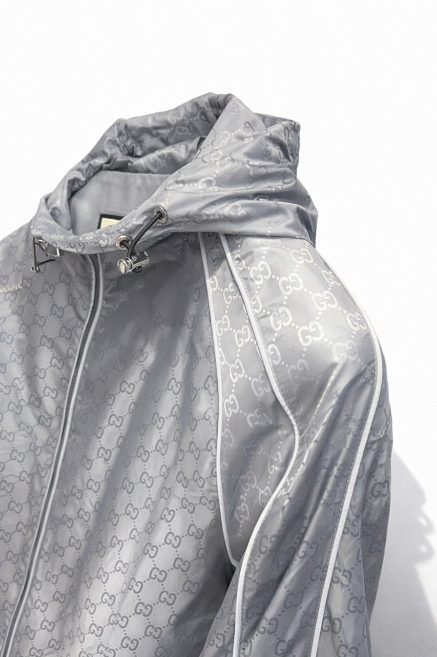 Gucci GG Jacquard Hooded Nylon Jacket – Light Grey - image 5