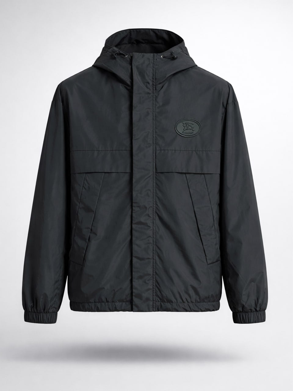 Burberry Hooded Nylon Jacket with Equestrian Knight Emblem