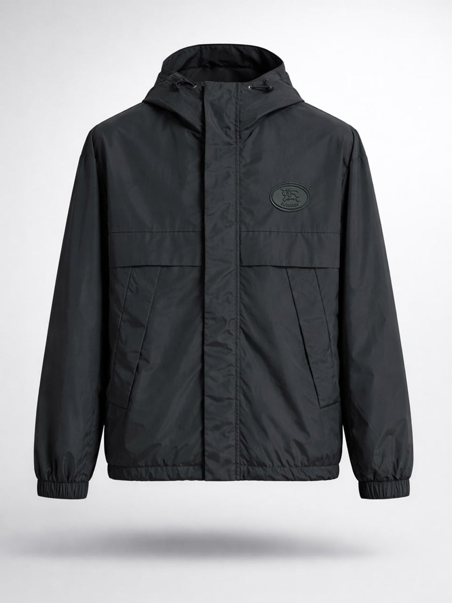 Burberry Hooded Nylon Jacket with Equestrian Knight Emblem