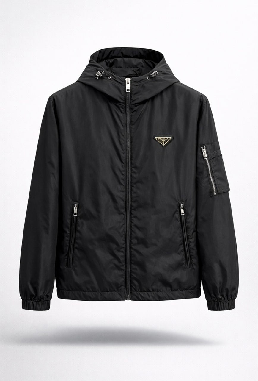 Prada Re-Nylon Hooded Zip Jacket