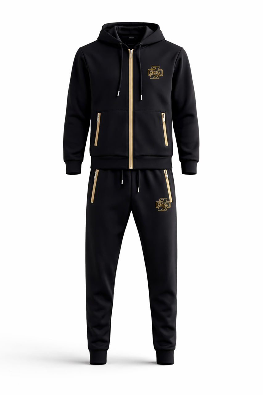 Zegna Logo-Embroidered Zip Hoodie & Joggers Set