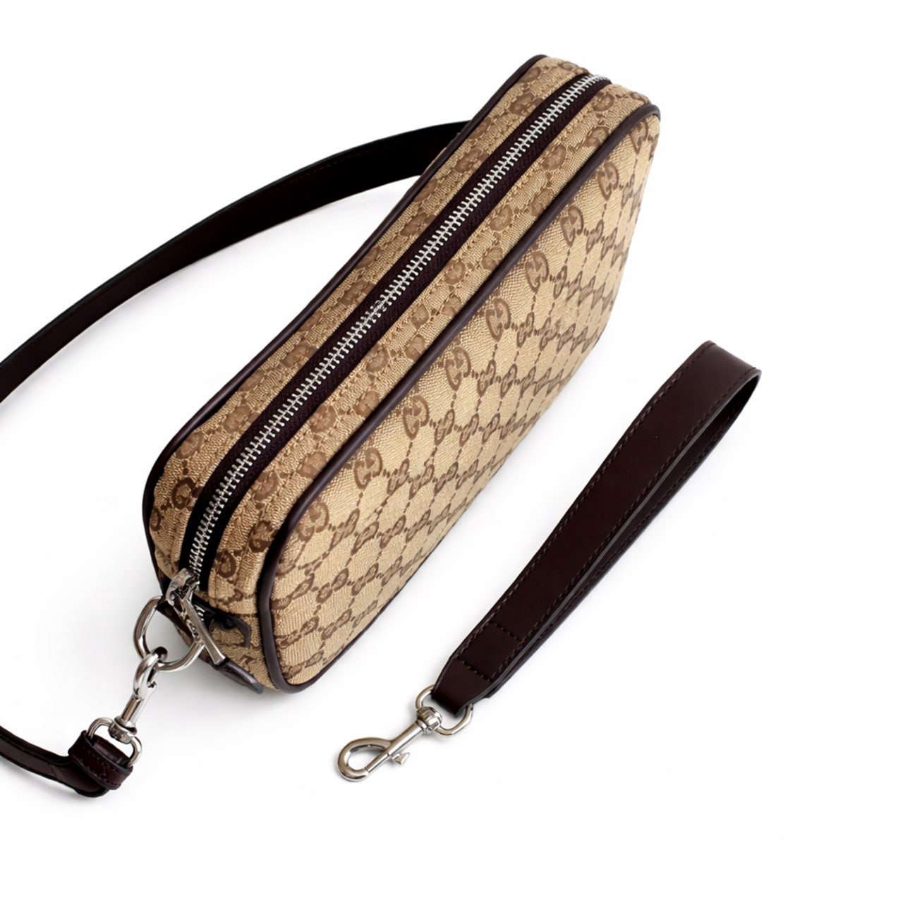 Gucci Supreme Canvas Crossbody / Clutch Bag (Beige/Ebony) - image 4
