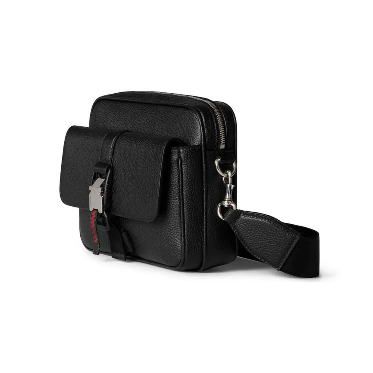Gucci Web Detail Leather Crossbody Bag (Black) - image 4