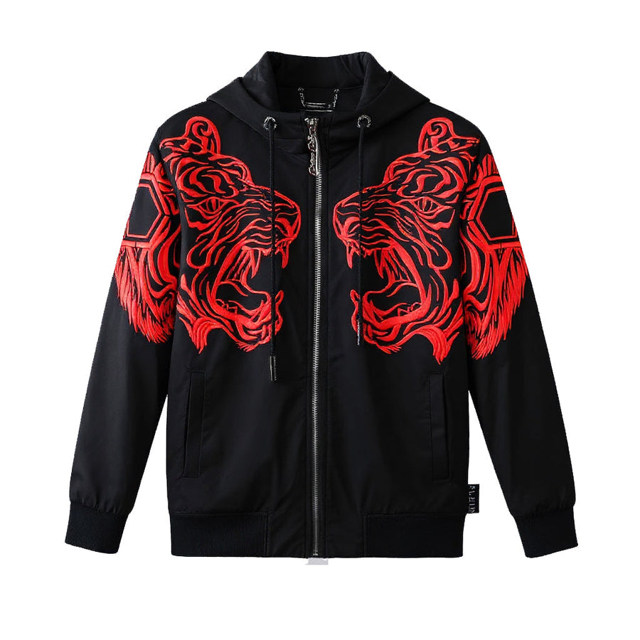 Philipp Plein Embroidered Twin Tiger Windbreaker
