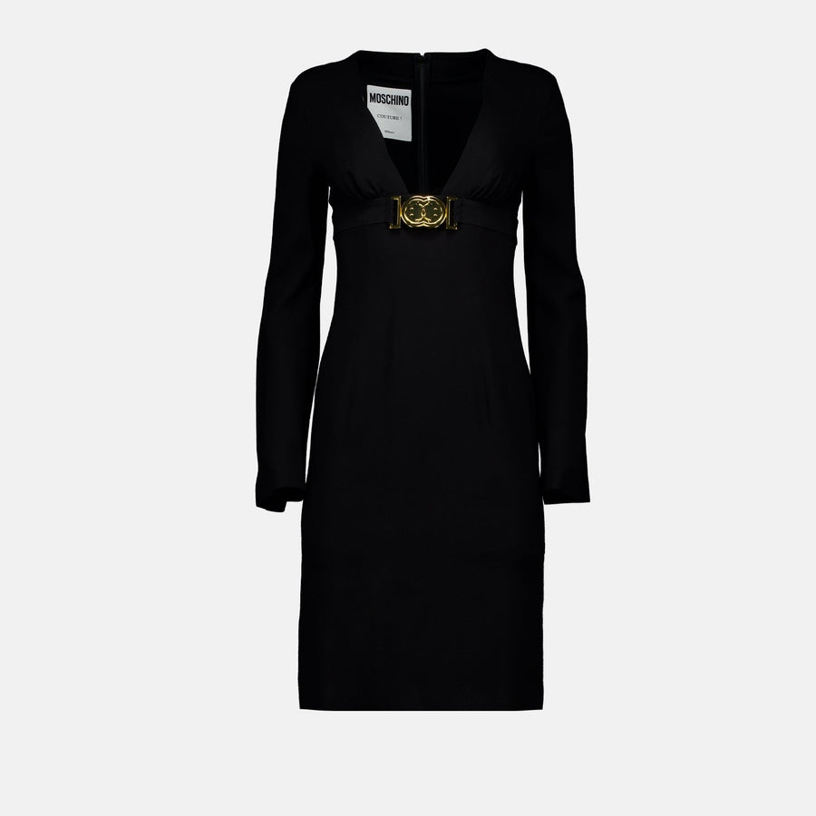 Moschino Belted V-Neck Midi Dress