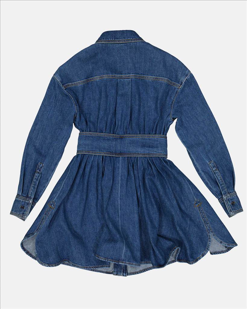 Alexander McQueen Structured Denim Fit-and-Flare Dress - image 4