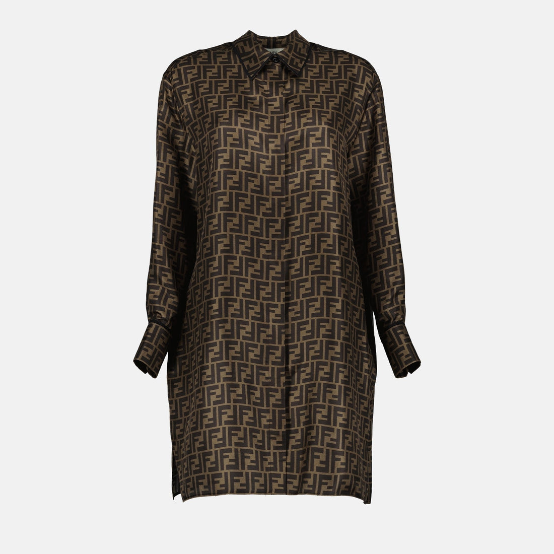 Monogram Silk Shirt Dress
