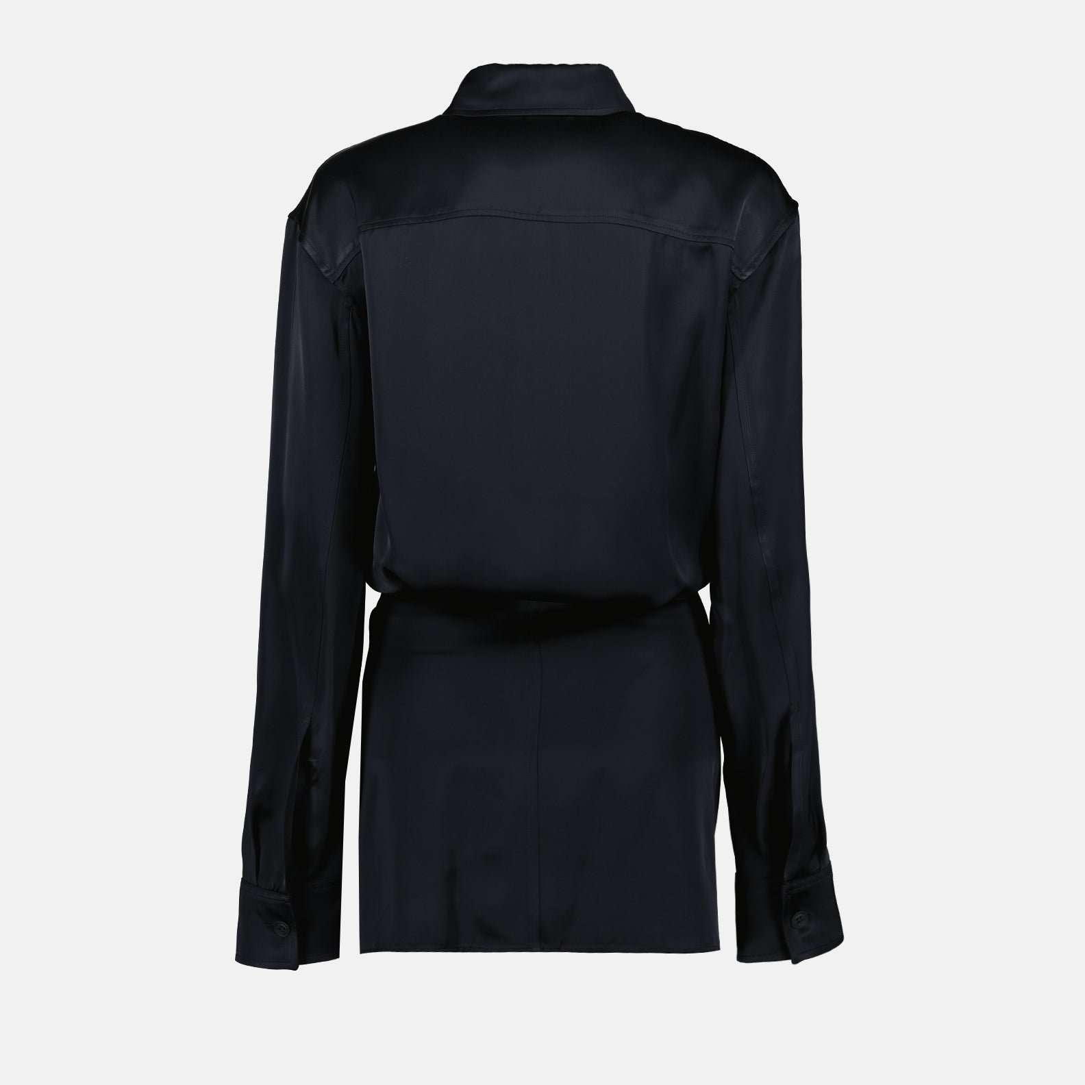 Off-White Draped Satin Shirt Dress - image 4