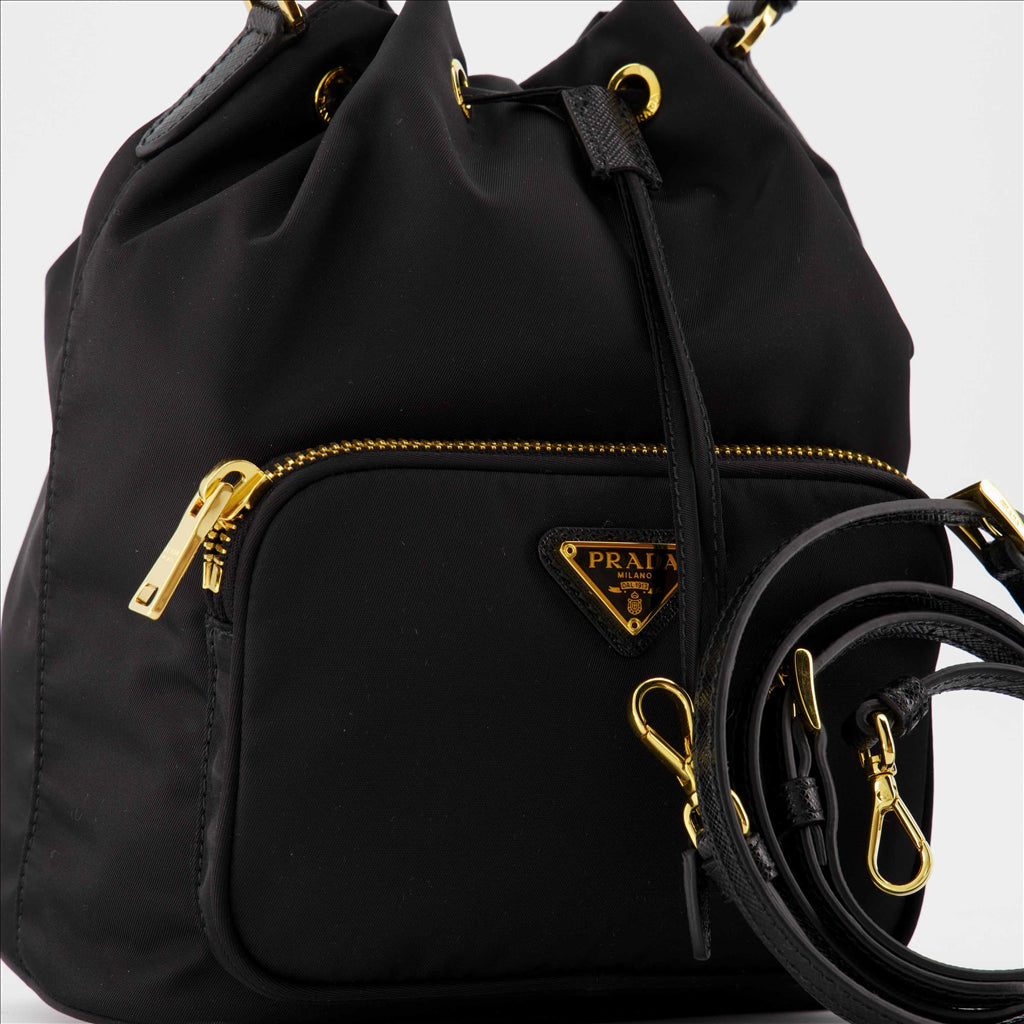 Prada Duet Re-Nylon Mini Bucket Bag (Black) - image 3