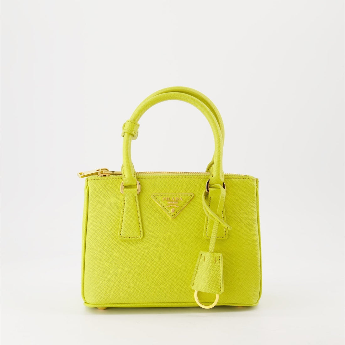 Galleria Mini Saffiano Leather Handbag (Lime Yellow)