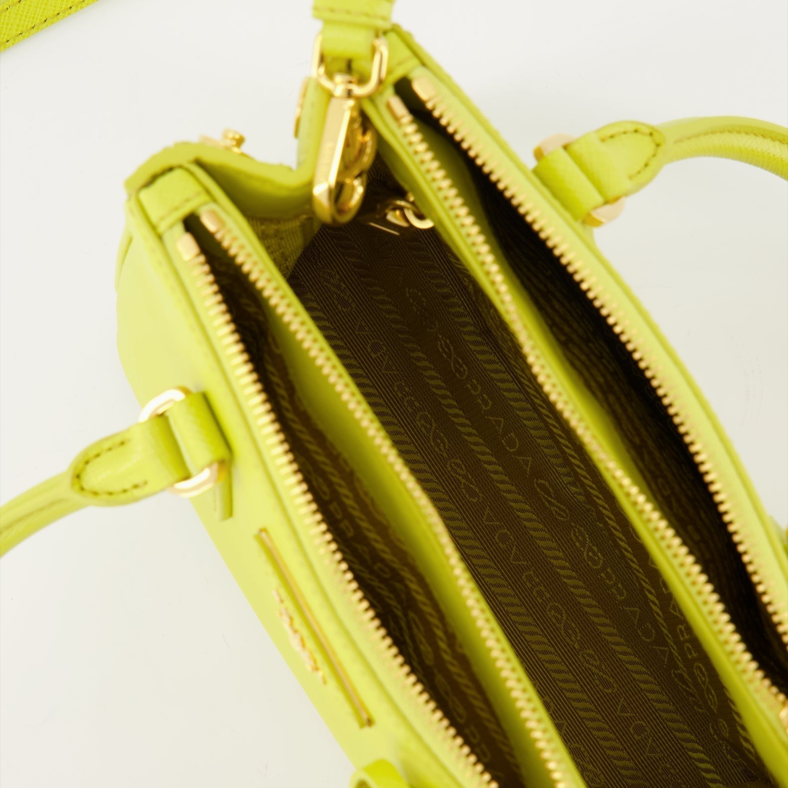 Prada Galleria Mini Saffiano Leather Handbag (Lime Yellow) - image 5
