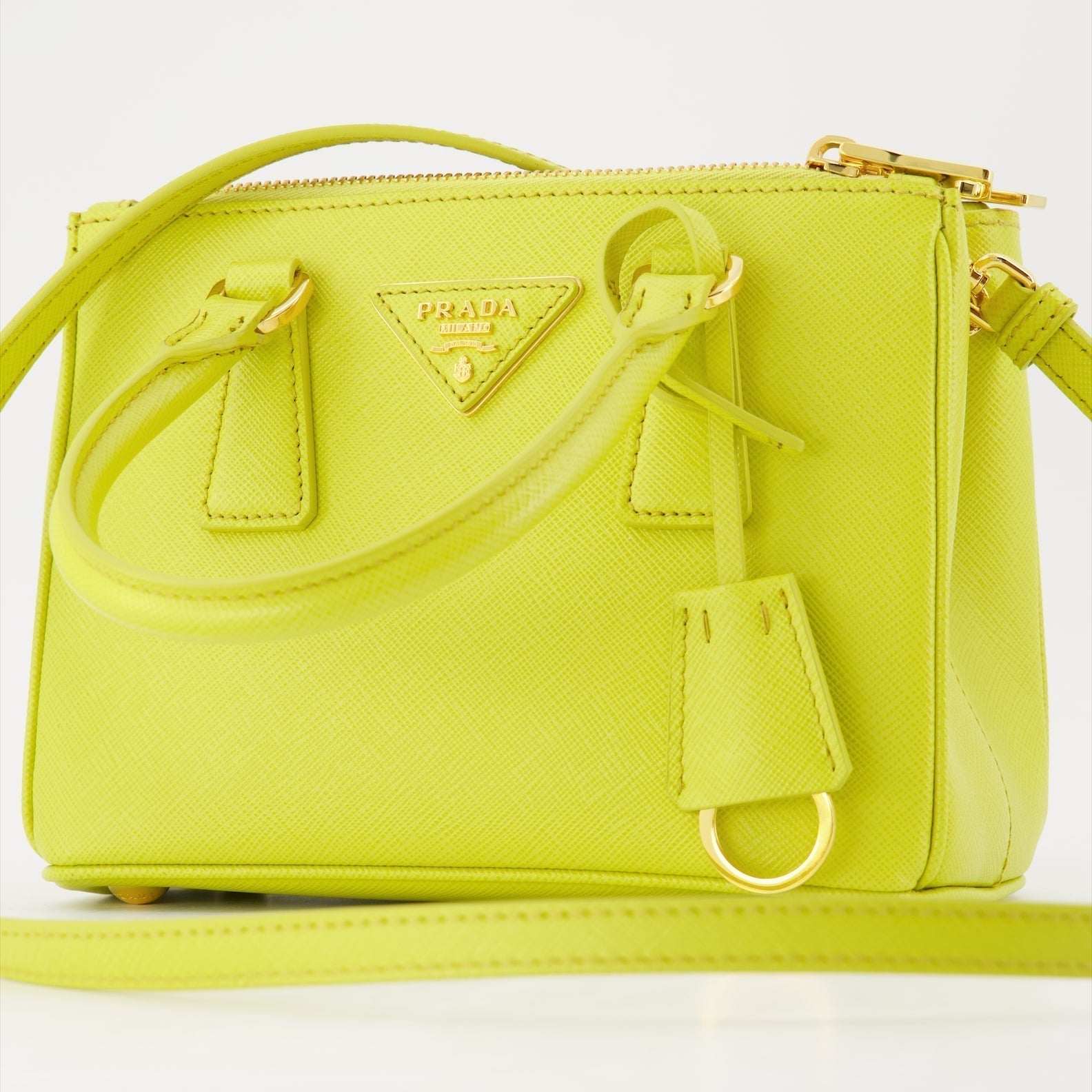 Prada Galleria Mini Saffiano Leather Handbag (Lime Yellow) - image 4
