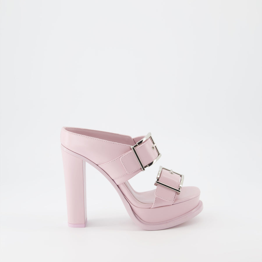 Alexander McQueen Buckle Platform Sandals – Pink