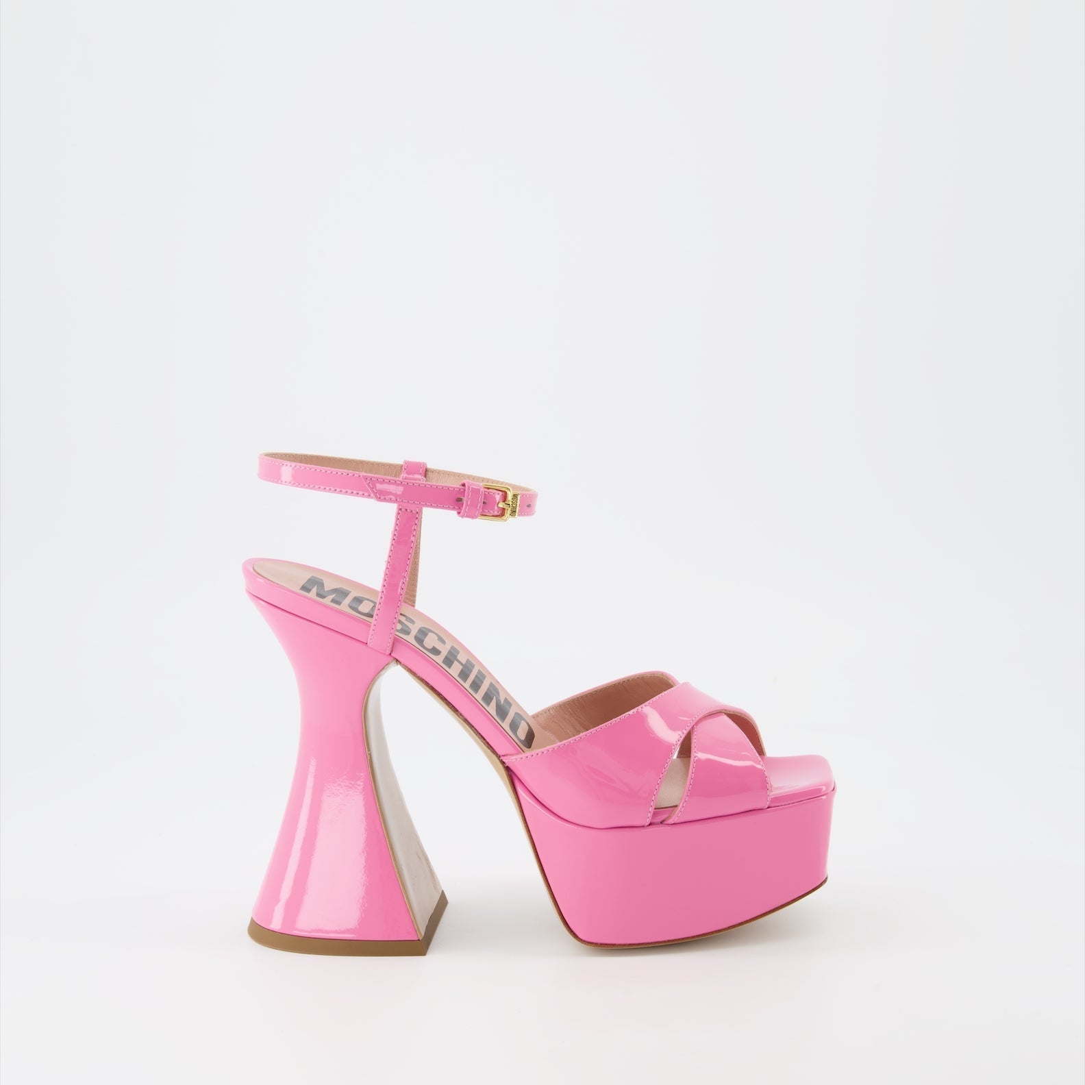 Moschino Pink Patent Platform Sandals